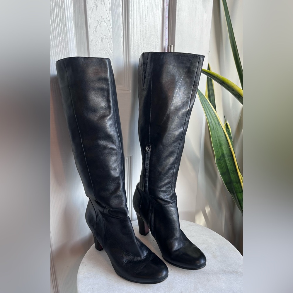 Sam Edelman Tall Black Leather Knee-High Heel Boots